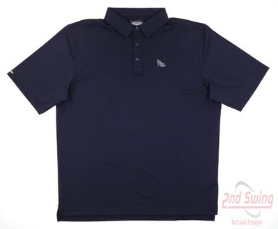 New W/ Logo Mens Straight Down Olympic Polo XX-Large XXL Navy Blue MSRP $96