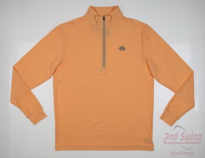 New W/ Logo Mens Straight Down 1/4 Zip Pullover Small S Coral MSRP $100