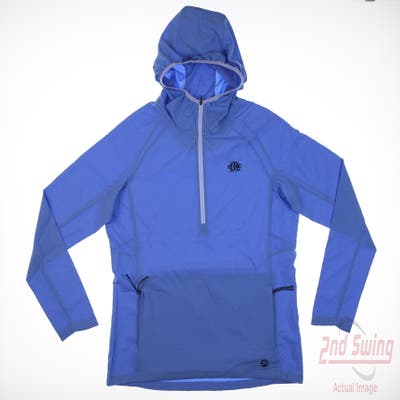 New W/ Logo Womens Straight Down Hooded Jacket Medium M Blue MSRP $120