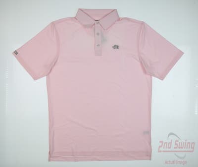 New W/ Logo Mens Straight Down Polo Medium M Pink MSRP $90