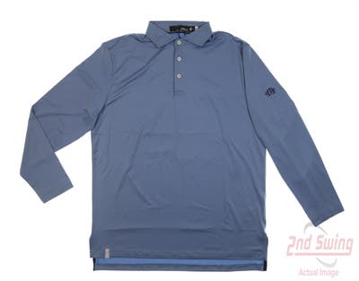 New W/ Logo Mens Ralph Lauren RLX Long Sleeve Polo Medium M Blue MSRP $120