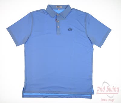 New W/ Logo Mens Peter Millar Polo X-Large XL Blue MSRP $100