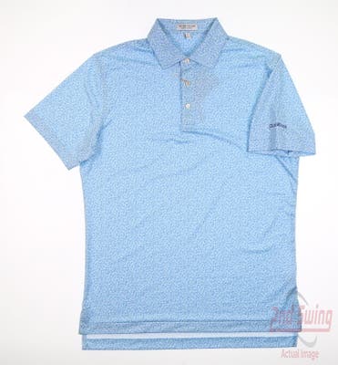 New W/ Logo Mens Peter Millar Golf Polo Small S Blue MSRP $110