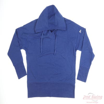 New W/ Logo Johnnie-O Womens Golf Hoodie Long Sleeve Large L Blue Solid MSRP $98