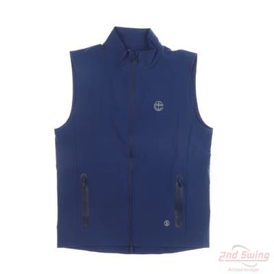 New W/ Logo Stitch Mens Golf Vest Full Zip X-Large XL Blue Solid MSRP $185