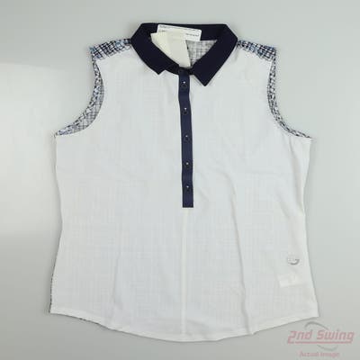 New Womens Foray Golf Sleeveless Polo Small S White MSRP $70