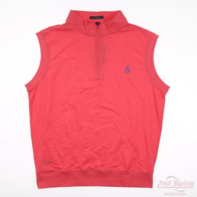 New W/ Logo Turtleson Mens Golf Vest 1/4 Zip Pullover Medium M Salmon MSRP $110