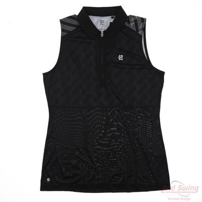 New W/ Logo Womens EP NY Sleeveless Polo Large L Black MSRP $85