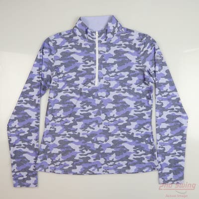 New W/ Logo Womens Straight Down 1/4 Zip Pullover Small S Purple Cactus Flower MSRP $130