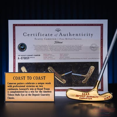 Hand Stamped Mint Titleist Scotty Cameron Gold Plated Billy Ray Brown Deposity Guaranty Classic Victory Putter Right Handed w/ COA & Name Plate