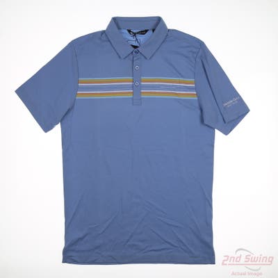 New W/ Logo Mens Travis Mathew Polo Medium M Blue MSRP $100