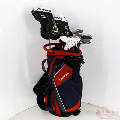 Complete Set of Men's Ping Callaway TaylorMade Golf Clubs + NEW Datrek Stand Bag w/Headcovers
