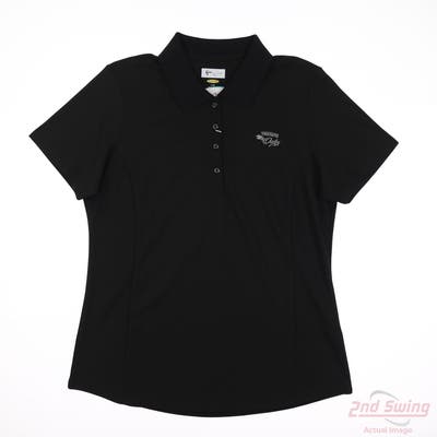New W/ Logo Womens Greg Norman Polo Large L Black MSRP $45