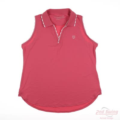 New W/ Logo Womens Peter Millar Sleeveless Polo Large L Salmon MSRP $95