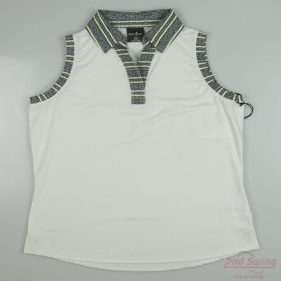 New Womens Belyn Key Sleeveless Polo X-Small XS White MSRP $70