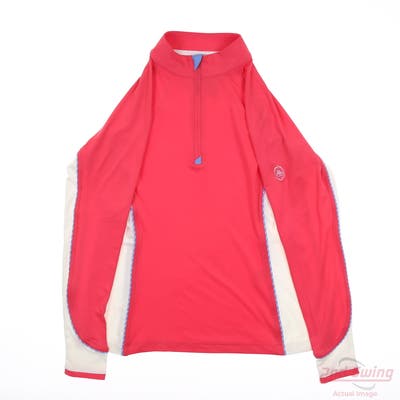 New W/ Logo Womens Peter Millar 1/4 Zip Pullover X-Small XS Pink MSRP $100