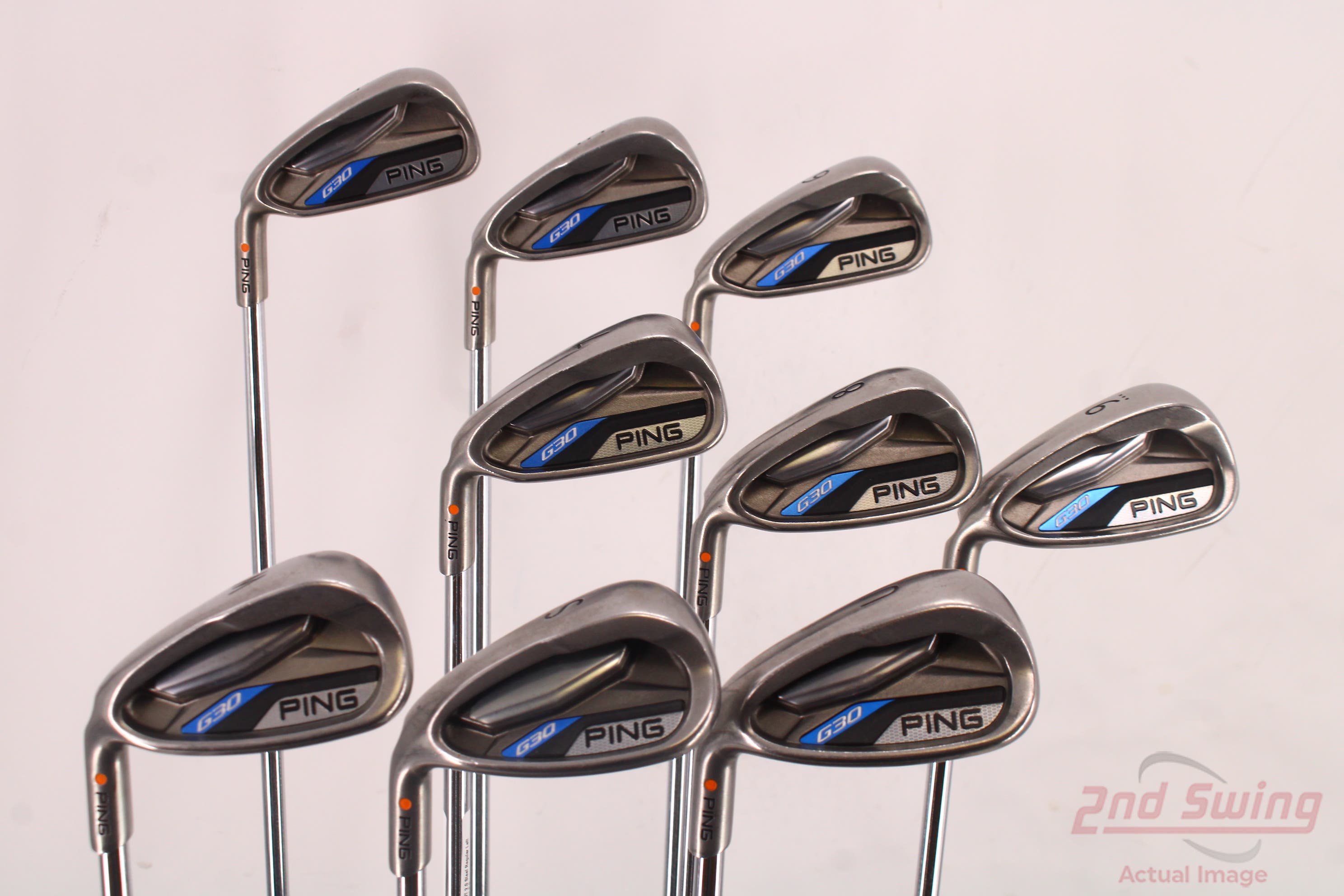 Ping G30 Iron Set 4PW SW AWT 2.0 Steel Regular Left Handed Orange Dot