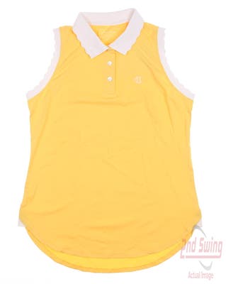 New W/ Logo Womens Peter Millar Golf Sleeveless Polo Large L Yellow MSRP $90