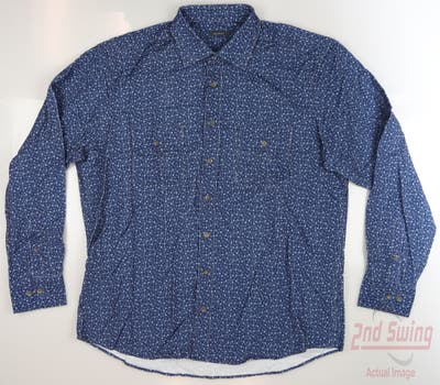 New Mens Turtleson Button Up Polo Medium M Blue MSRP $149