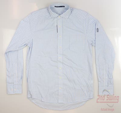 New W/ Logo Mens B. Draddy Golf Button Up Small S Blue MSRP $150