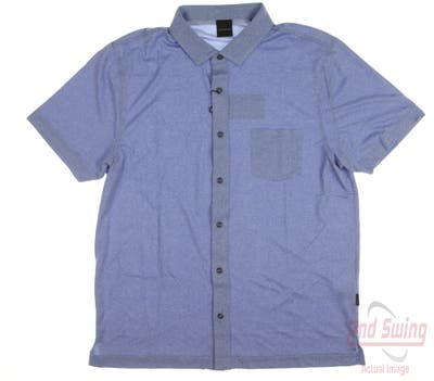 New Mens Dunning Golf Polo Large L Sapphire Heather MSRP $89