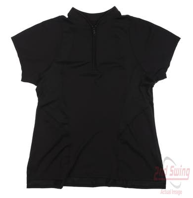 New Womens Lucky In Love Golf Polo Large L Black MSRP $68