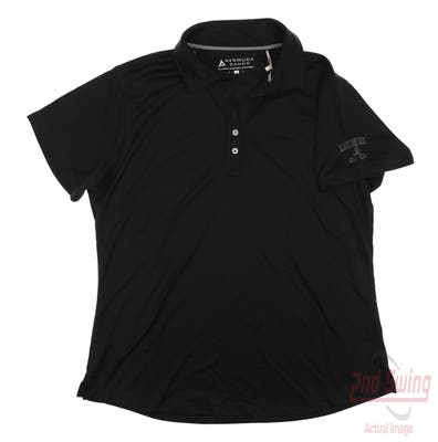 New W/ Logo Womens Bermuda Sands Golf Polo Large L Black MSRP $55