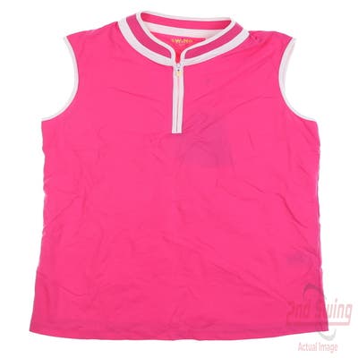 New Womens Swing Control Pique Mockneck Sleeveless Polo Small S Bubblegum MSRP $90