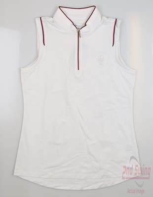 New W/ Logo Womens Greg Norman Sleeveless Golf Polo Small S White MSRP $80