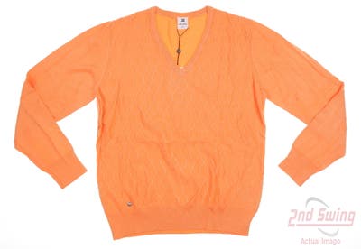 New W/ Logo Womens Daily Sports Golf Sweater X-Large XL Blossom Orange MSRP $138