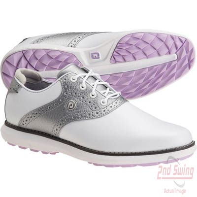 New Womens Golf Shoe Footjoy Traditions Spikeless 6.5 White/Silver MSRP $120