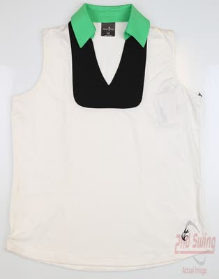 New Womens Belyn Key Lajolla Sleeveless Polo Medium M Chalk/Kiwi MSRP $108