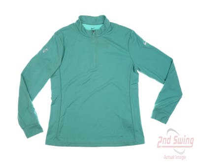 New W/ Logo Womens Nike Golf 1/2 Zip Pullover Large L Green MSRP $75