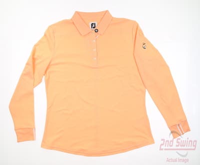 New W/ Logo Womens Footjoy Golf Long Sleeve Polo Large L Peach MSRP $95