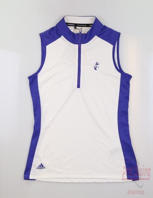 New W/ Logo Womens Adidas Golf Sleeveless Polo X-Small XS Purple/White MSRP $70