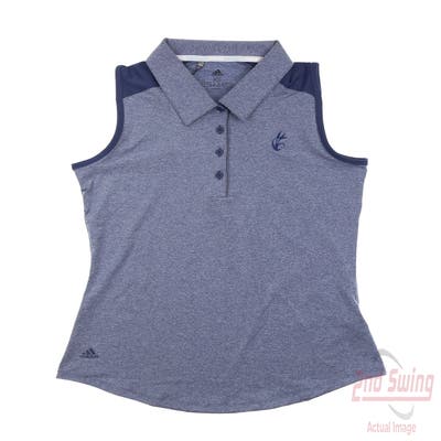New W/ Logo Womens Adidas Golf Sleeveless Polo X-Small XS Tech Indigo MSRP $55