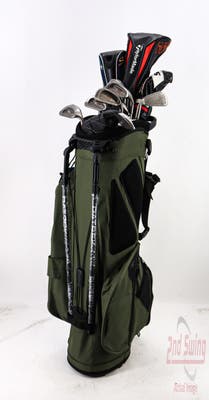 Complete Set of Men's TaylorMade Adams Ping Odyssey Golf Clubs + Datrek Stand Bag - Right Hand Stiff Flex Steel Shafts