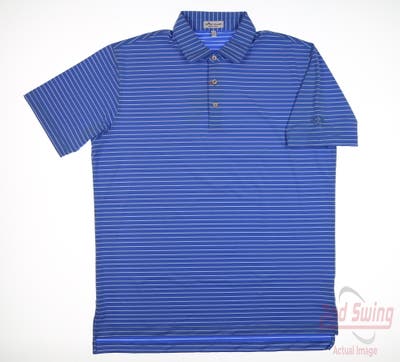 New W/ Logo Mens Peter Millar Polo Large L Blue MSRP $100