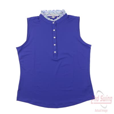 New Womens Fairway & Greene Sleeveless Polo Small S Blue MSRP $110