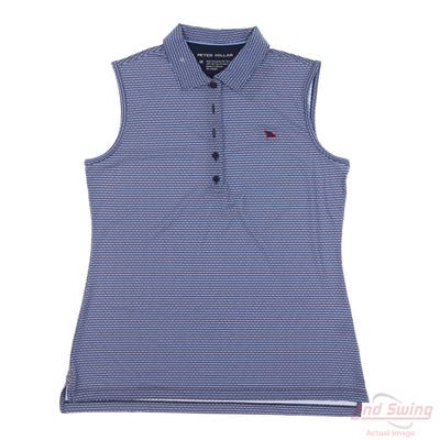 New W/ Logo Womens Peter Millar Sleeveless Polo X-Small XS Blue MSRP $95