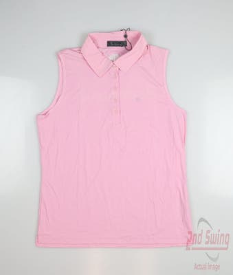 New W/ Logo Womens G-Fore Sleeveless Polo Large L Pink MSRP $110