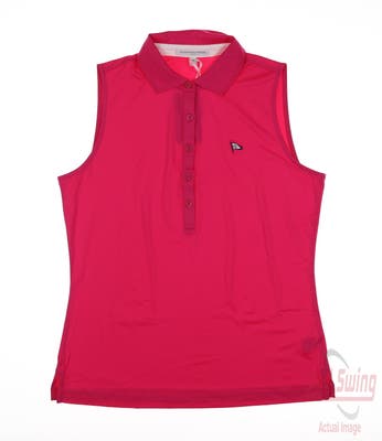 New W/ Logo Womens Fairway & Greene Sleeveless Polo Medium M Pink MSRP $100