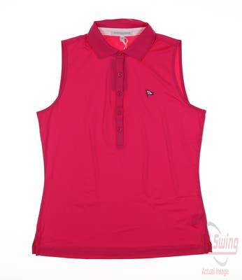 New W/ Logo Womens Fairway & Greene Sleeveless Polo Large L Pink MSRP $100
