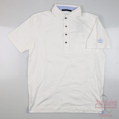 New W/ Logo Mens Greyson Polo Small S White MSRP $105