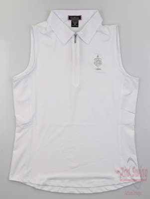 New W/ Logo Womens Golftini Sleeveless Polo Large L White MSRP $99
