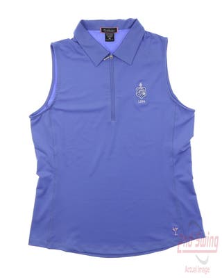 New W/ Logo Womens Golftini Sleeveless Polo Medium M Purple MSRP $99