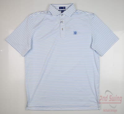 New W/ Logo Mens Stitch Golf Polo M/L Blue MSRP $98