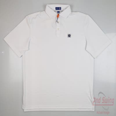 New W/ Logo Mens Stitch Golf Polo Medium M White MSRP $98