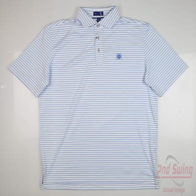 New W/ Logo Mens Stitch Golf Polo Medium M Blue MSRP $98