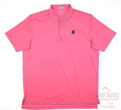 New W/ Logo Mens Peter Millar Golf Polo X-Large XL Pink MSRP $100
